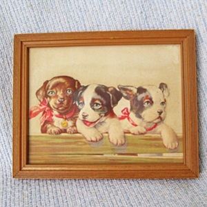 Vintage Art Puppies Wall Hanging Nursery Decor Antique unique dog puppy plaster